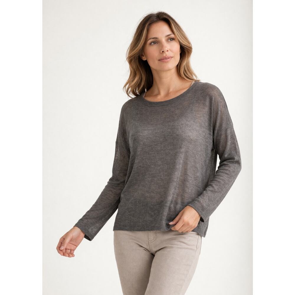 Leimere Gramercy Sweatshirt XS Gray Cashmere Blend Long Sleeve Crew Minimalist